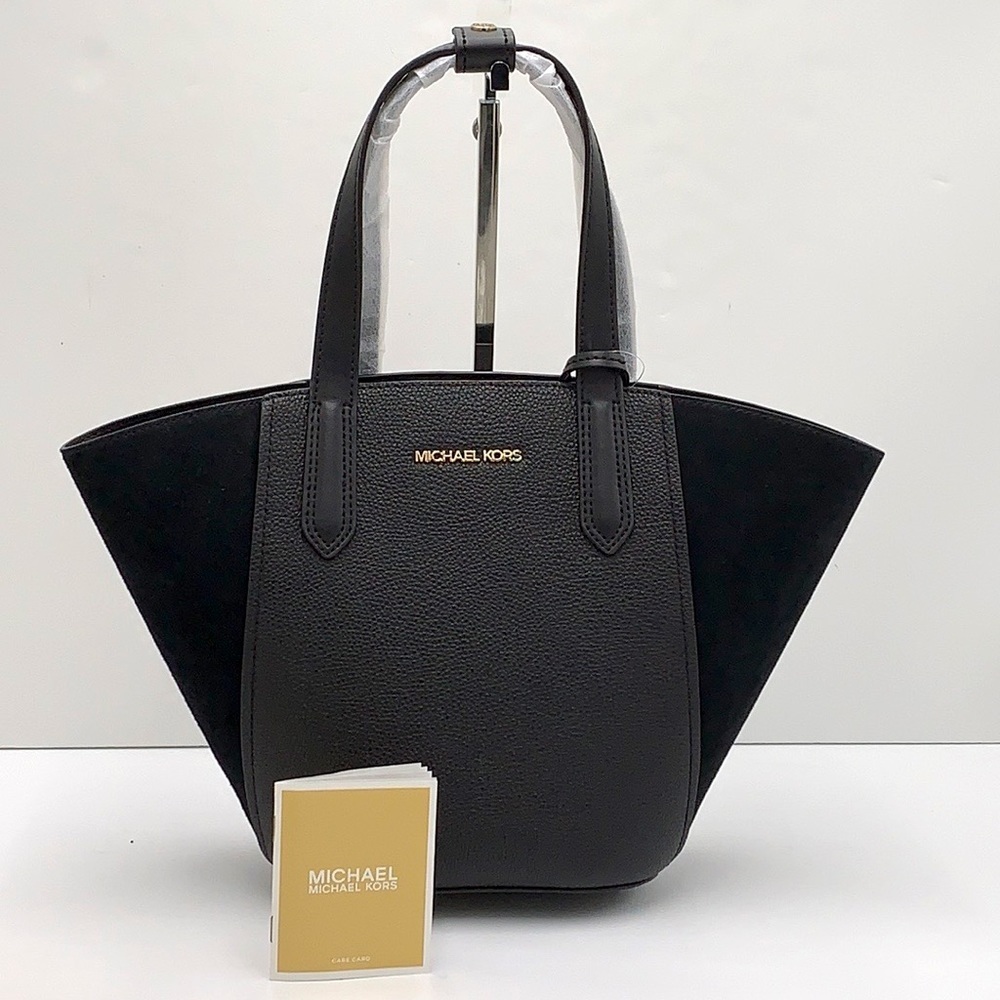 MICHAEL KORS PORTIA SMALL TOTE BLACK COLOR Pebbled leather/ suede - Picture 2 of 16